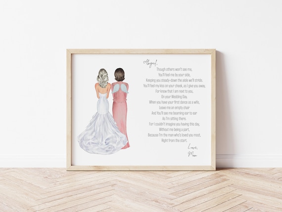 Though Others Won't See Me Poem Wedding Memorial Portrait, Personalized Digital Download Gift