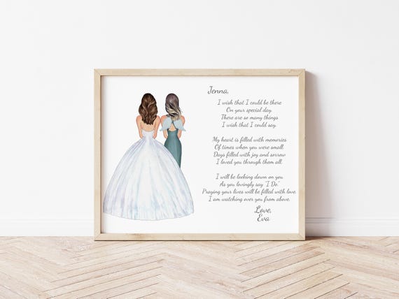 Sister of the Bride Memorial Portrait, Friend Wedding Gift (Digital Download