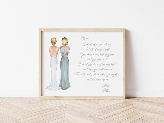 Think About You Always Poem Wedding Memorial Portrait, Personalized Digital Download Gift