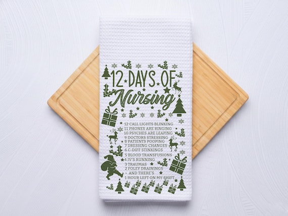 Twelve Days of Xmas Nursing Personalized Hand Towel