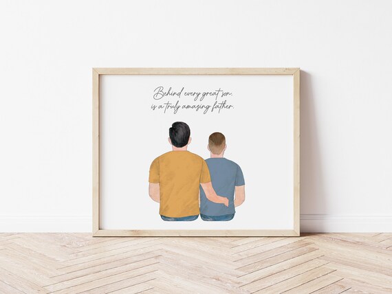 Behind Every Great Son Personalized Father & Child Portrait, Digital Download Gift