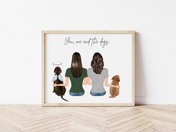 You Me and The Dogs Personalized Lesbian Engagement Gift with Pets, Digital Download