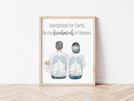 Handpicked for Earth by my Grandparents in Heaven Personalized Digital Download Portrait