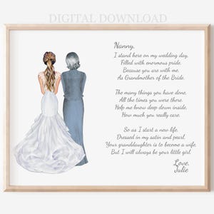 Grandmother of the Bride Gift: Personalized Portrait Illustration (Digital Download)