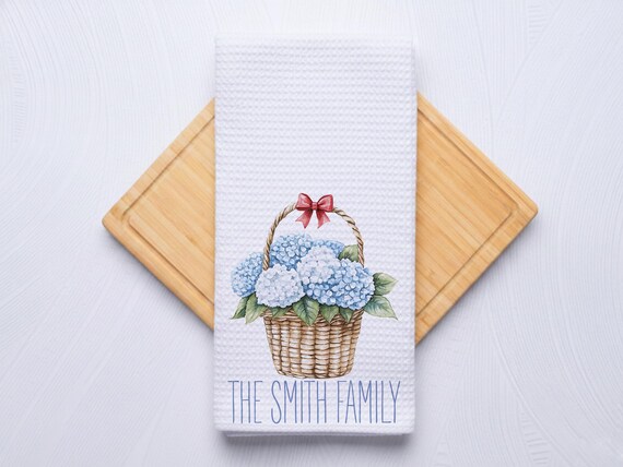 Hydrangea Island Style Towel for Kitchen and Bathrooms, Coastal Hostess Gift