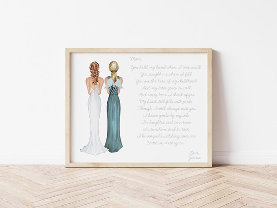 You Held My Hand Poem Wedding Memorial Portrait, Personalized Digital Download Gift