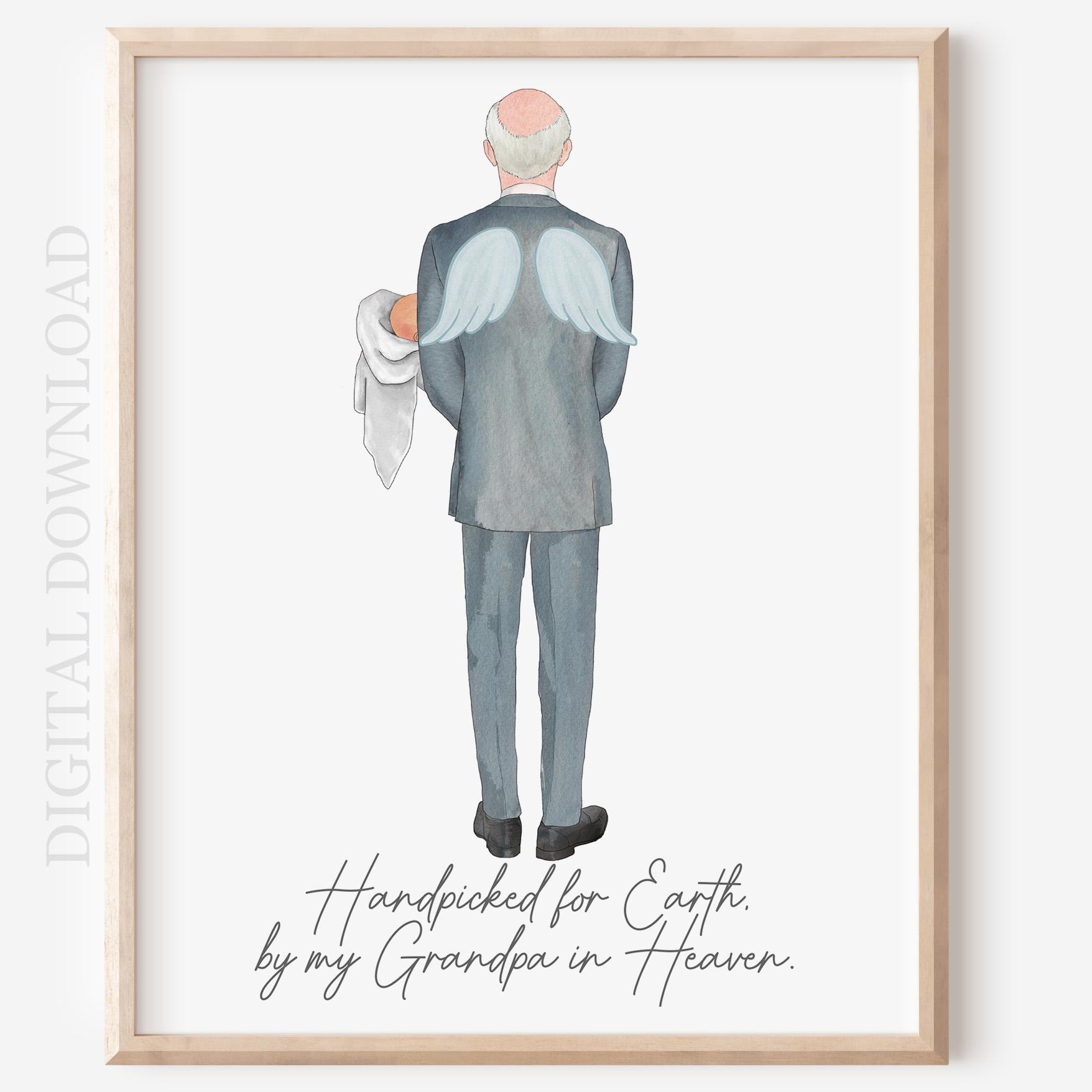 Personalized Grandfather & Baby Portrait: Heaven Sent Gift (Digital Download)
