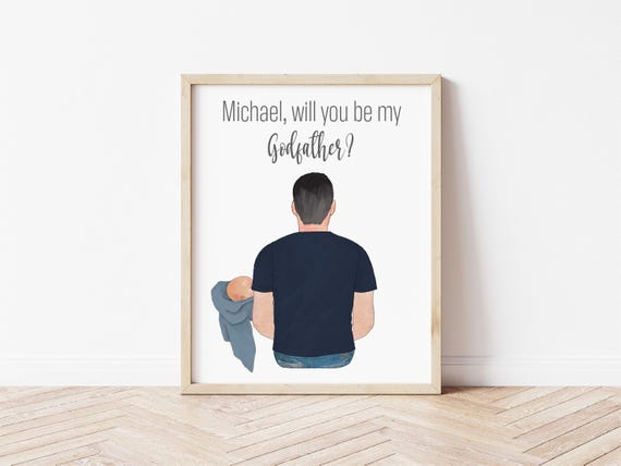 Will You Be My Godfather: Personalized Godparents Portrait Wall Art