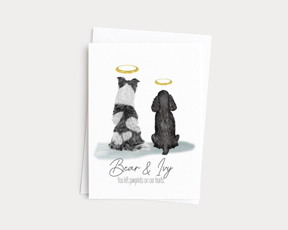 Pet Memorial Card for Cats and Dogs, Rainbow Bridge Art, In Loving Memory