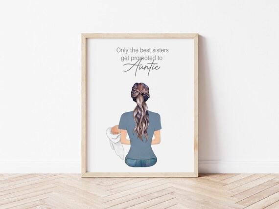 Personalized Aunt Pregnancy Announcement Gift: Custom Sister Illustration Digital Download