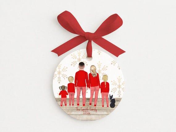 Matching Family PJs Christmas Ornament Personalized with Custom Portrait Pets