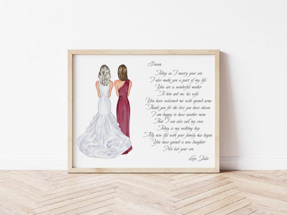 Mother In Law Wedding Portrait from Bride, Personalized Digital Download Daughter Groom