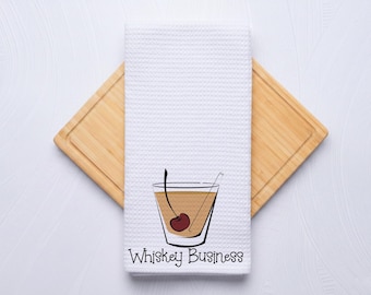 Whiskey Business Funny Kitchen Towel Gift for Housewarming, Birthday, Christmas, Bartenders