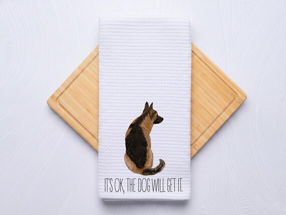 The Dog Will Get It Custom Pet Portrait Waffle Weave Kitchen Towel
