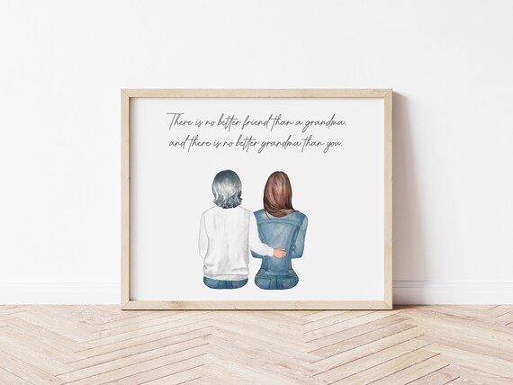 Personalized Grandmother Portrait Print, Gift for Grandma (Digital Download)