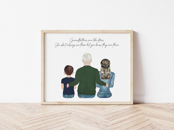 Personalized Grandparents & Grandchildren Portrait: Custom Wall Art (Digital Download)