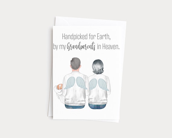 Handpicked for Earth By My Grandparents in Heaven Greeting Card Portrait