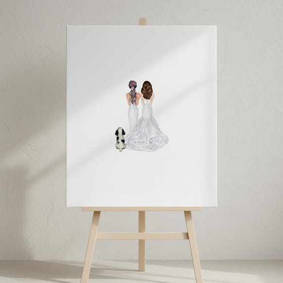 Guest Book Alternative for Brides and Grooms, Personalized Same Sex Portrait, Digital Download
