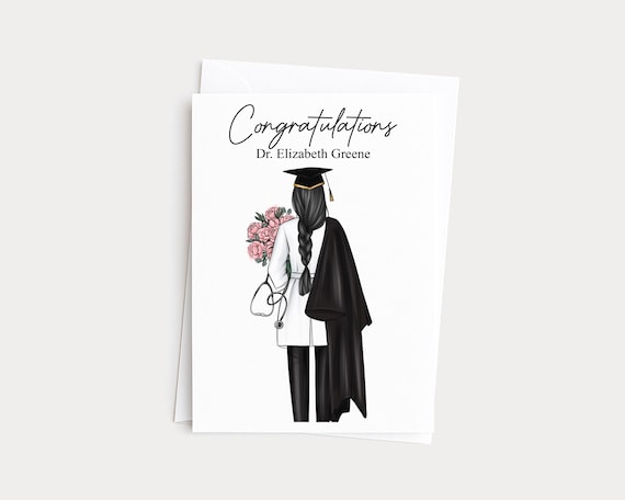 Graduation Card for Doctor PHD Medical Custom Portrait Illustration