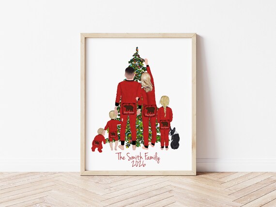 Personalized Family Christmas Portrait in Pajamas (Digital Download)