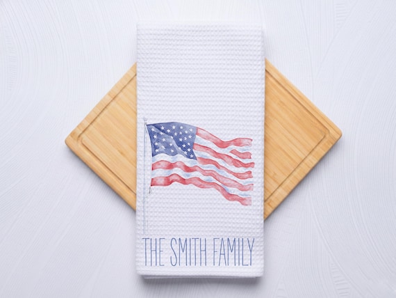 American Flag Towel for Kitchen and Bathrooms, Coastal Hostess Gift
