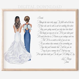 Memorial Poem Portrait Gift: Sister & Bride Wedding Day Remembrance (Digital Download)