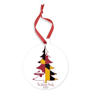 Personalized Maryland Christmas Tree State Flag Ornament, Custom Gift for Newlyweds, Housewarming, Realtor