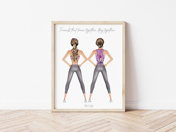 Personalized Gym Friends Portrait, Besties Digital Download
