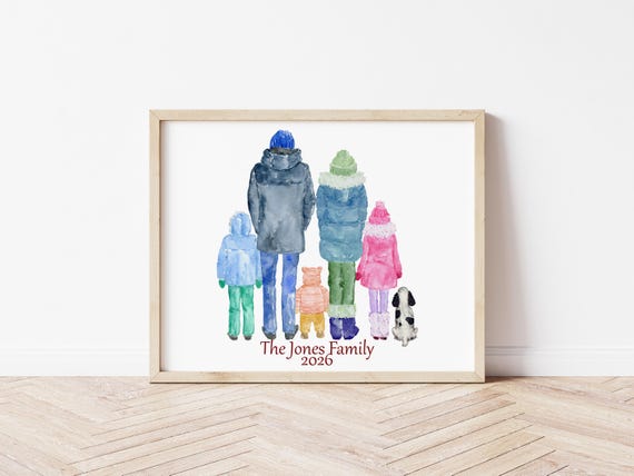 Personalized Christmas Family Portrait Gift, Christmas Decor (Digital Download)