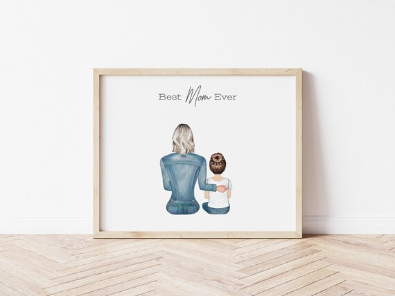 Personalized Mother's Day Portrait Gift: Custom Family Art (Digital Download)