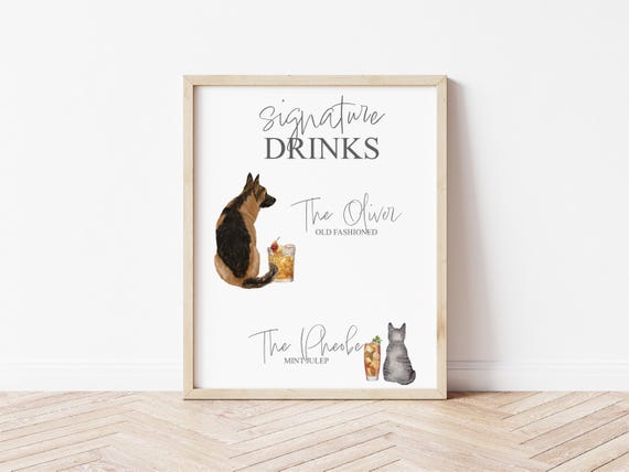 Pet Signature Drinks Portrait Personalized Digital Download