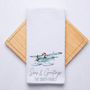 Seas and Greetings Coastal Christmas Nutcracker Hand Towel for Nautical Kitchen & Bathroom