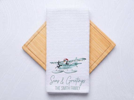Seas and Greetings Coastal Christmas Nutcracker Hand Towel for Nautical Kitchen & Bathroom