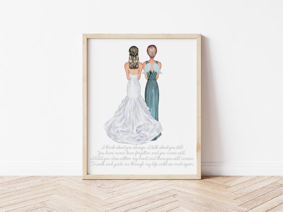 I Think About You Poem Wedding Memorial Portrait, Personalized Digital Download Gift