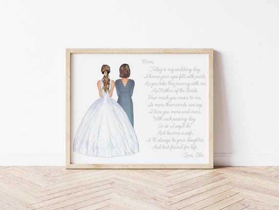 Personalized Mother of the Bride Illustration • Wedding Keepsake  • Custom Portrait • Today Is