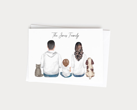 Personalized Family Portrait Card, Birthdays, Christmas, New Baby, More