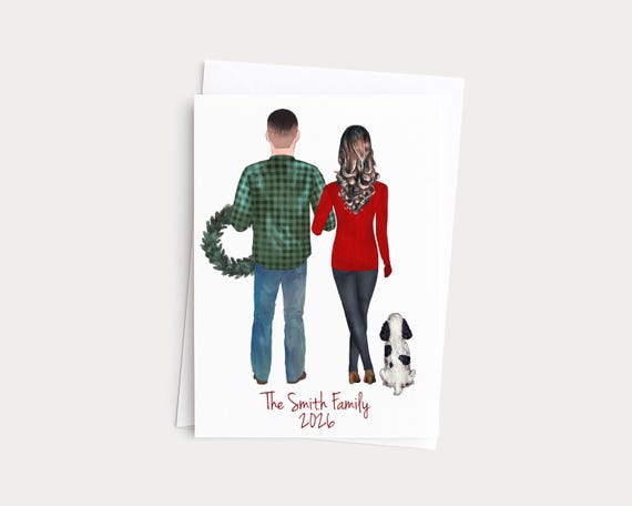 Personalized Couples Christmas Greeting Card with Pets