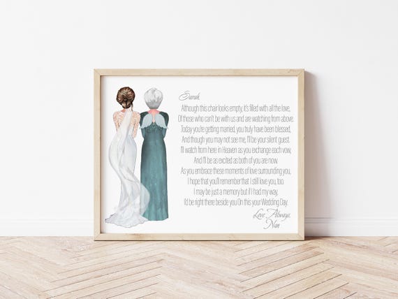 Personalized Grandmother of the Bride Memorial Portrait, Custom Digital Download Wedding Gift