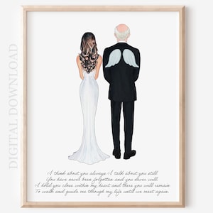 Cadeau portrait personnalisé en souvenir du grand-père de la mariée, téléchargement numérique, mariée personnalisée, cadeau commémoratif pour sa petite-fille
