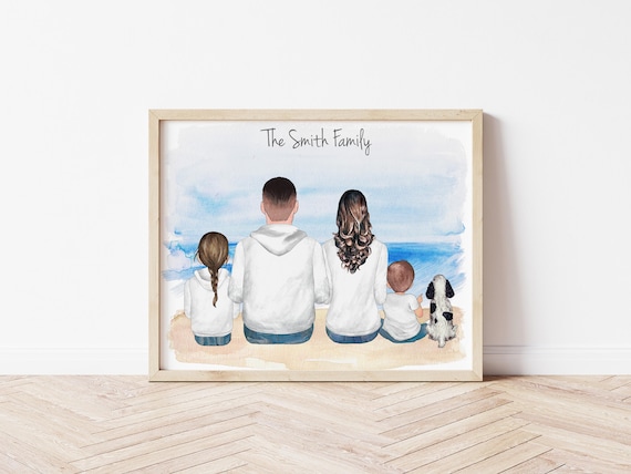 Beach Family Portrait with Pets, Digital Download Gift