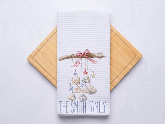Patriotic Windchimes Towel for Kitchen and Bathrooms, Coastal Hostess Gift