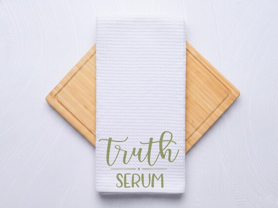 Truth Serum Waffle Weave Kitchen Towel: Funny Wine Quote Decor