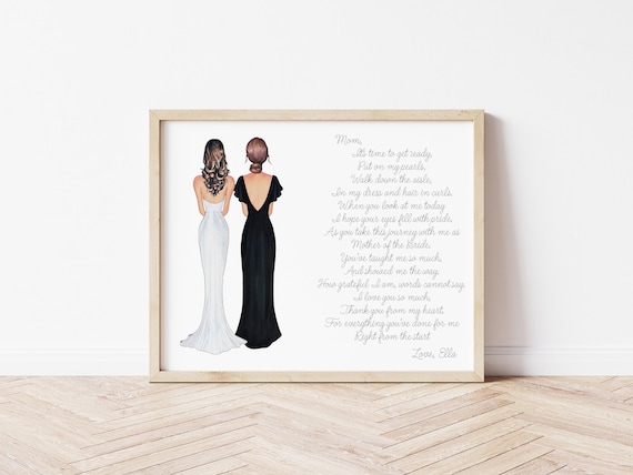 Personalized Mother of the Bride Portrait • Wedding Keepsake • Custom Illustration • Time To Get Ready