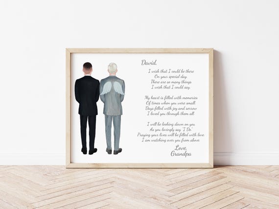 Grandfather of Groom Memorial Portrait, Wedding Day Gift (Digital Download)