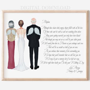 Grandparents of the Bride Personalized Memorial Portrait Gift, Custom Wedding Art Illustration, Memorial for Grandmother and Grandfather