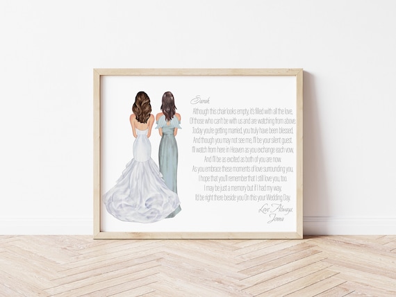 Sister of the Bride Memorial Portrait, Digital Download In Loving Memory of Friend