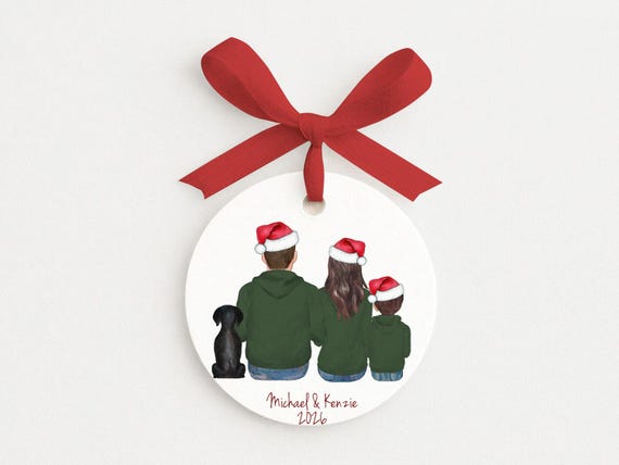 Personalized Family Ornament with Pets • Custom Portrait • Holiday Decor