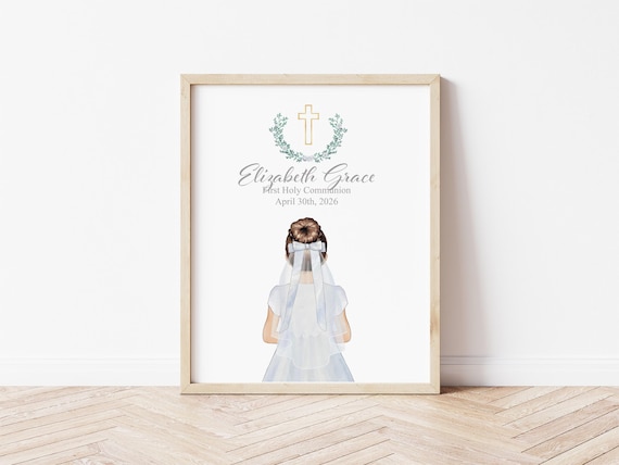 Personalized First Holy Communion Print: Religious Gift, Wall Art (Digital Download)