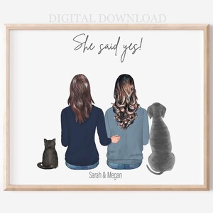 Regalo de compromiso personalizado para pareja lesbiana, anuncio de propuesta de matrimonio, regalo para ella, regalo de compromiso para pareja del mismo sexo