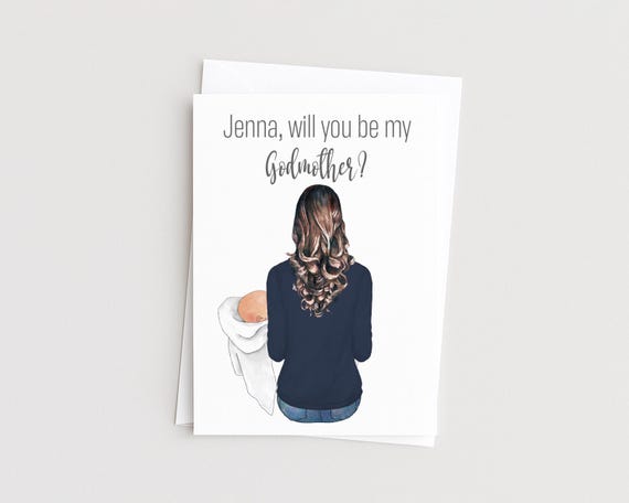 Will You Be My Godmother Personalized Godparents Portrait Greeting Card